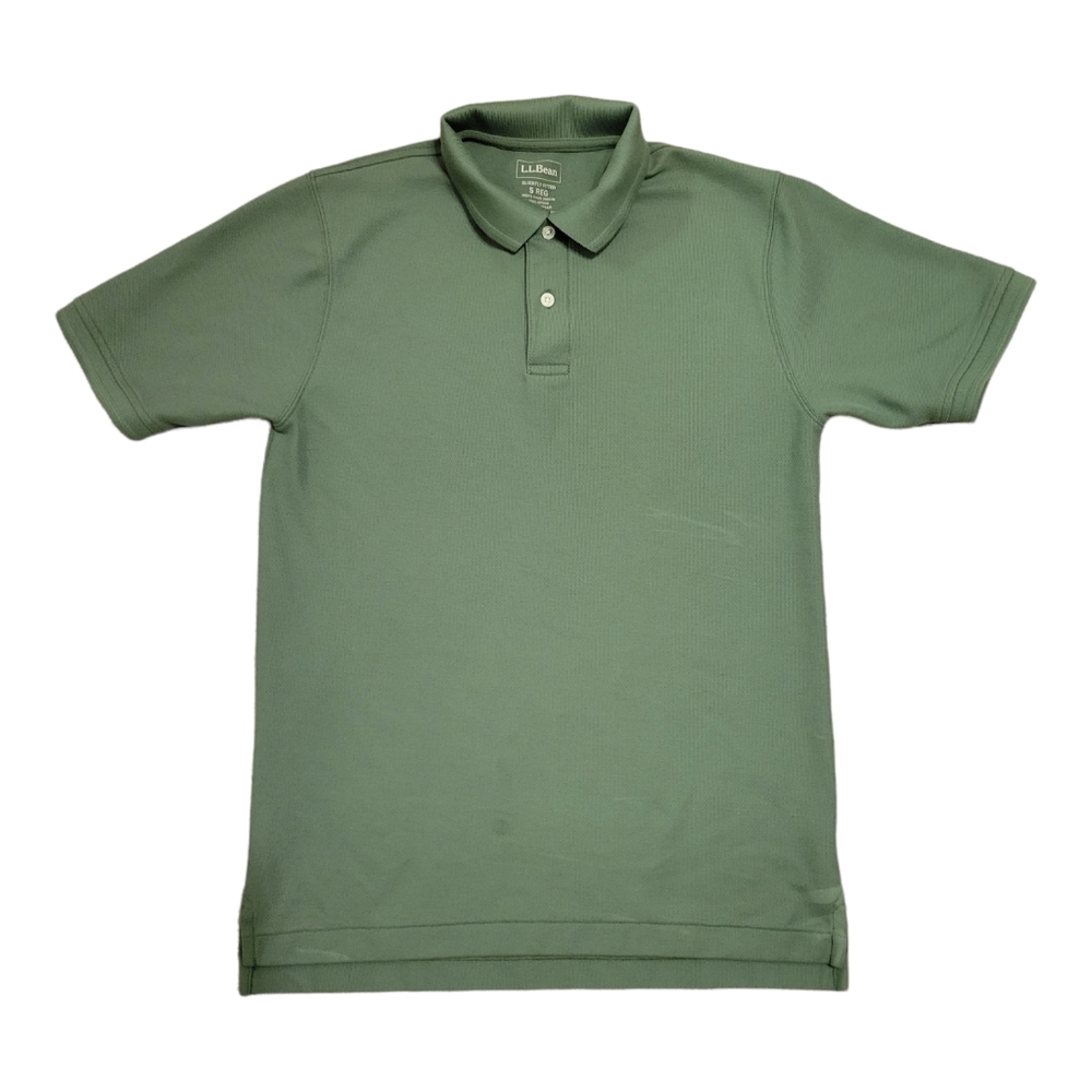 L.L. Bean Men's Green Short Sleeve Polo Shirt Slightly Fitted Sz Small